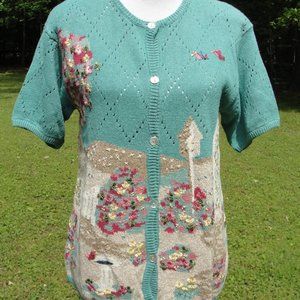 Vintage Jantzen Petite Hand Embroidered Sweater